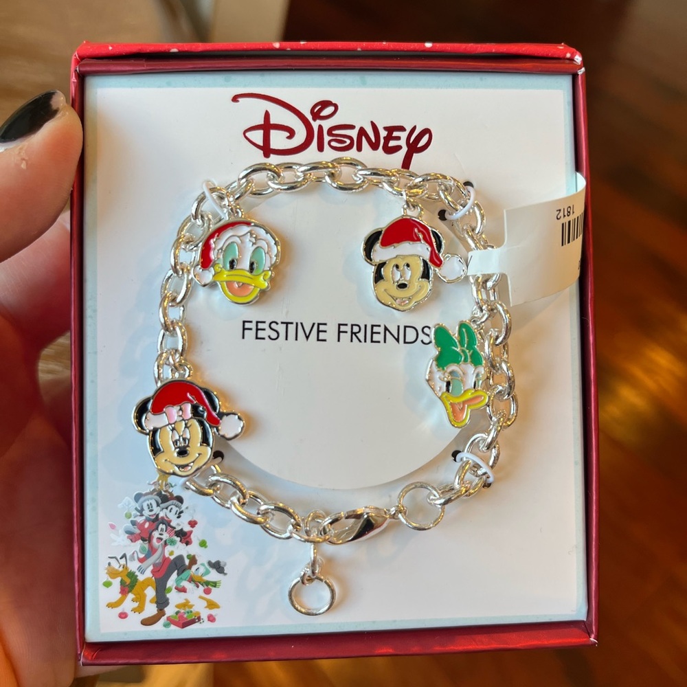 Disney Christmas Charm Bracelet with Mickey and Friends